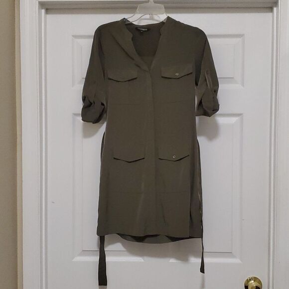 Express womens XS green button down dress - Picture 1 of 6